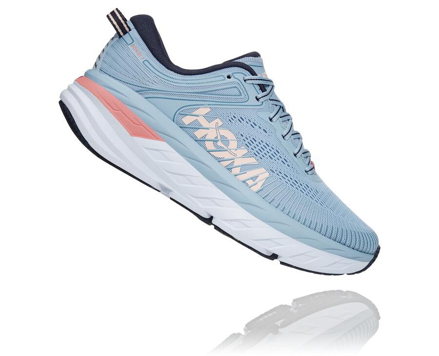 Hoka One One Running Shoes Womens Blue - Bondi 7 - 71048WIAS